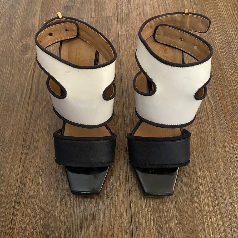 Lacoste Women Shoes Sandals Eliana Navy blue/ White Size 36